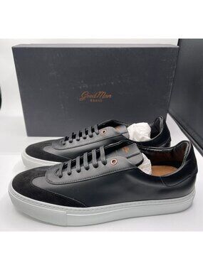 Good Man Brand Men's Legend Court Black Leather Suede Italy Sneaker Size 9.5